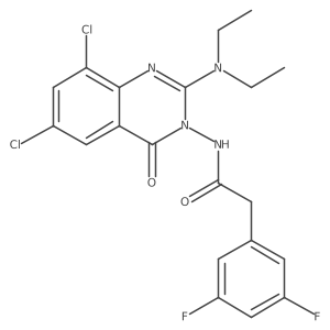 N-(6,8-dichloro-2-diethylamino-4-oxo-4H-quinazolin-3-yl)-2-(3,5-difluorophenyl)acetamide结构式