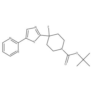Tert-butyl 4-fluoro-4-(5-(pyrimidin-2-yl)thiazol-2-yl)piperidine-1-carboxylate结构式