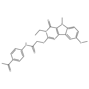 N-(4-acetylphenyl)-2-({3-ethyl-8-methoxy-5-methyl-4-oxo-3H,4H,5H-pyrimido[5,4-b]indol-2-yl}sulfanyl)acetamide结构式
