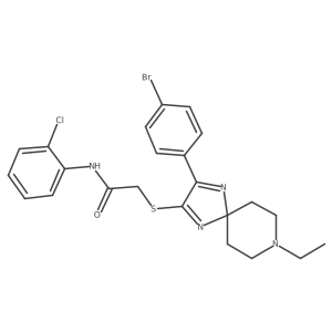 2-((3-(4-bromophenyl)-8-ethyl-1,4,8-triazaspiro[4.5]deca-1,3-dien-2-yl)thio)-N-(2-chlorophenyl)acetamide结构式