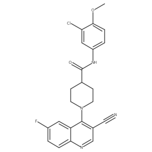 N-(3-chloro-4-methoxyphenyl)-1-(3-cyano-6-fluoroquinolin-4-yl)piperidine-4-carboxamide结构式
