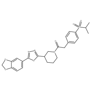 1-(3-(5-(Benzo[d][1,3]dioxol-5-yl)-1,3,4-oxadiazol-2-yl)piperidin-1-yl)-2-(4-(isopropylsulfonyl)phenyl)ethanone Structure