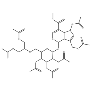 Cyclopenta[c]pyran-4-carboxylic acid, 5-(acetyloxy)-7-[(acetyloxy)methyl]-1,4a,5,7a-tetrahydro-1-[[2,3,4-tri-O-acetyl-6-O-[2-(acetyloxy)-1-[(acetyloxy)methyl]ethyl]-I(2)-D-glucopyranosyl]oxy]-, methyl ester, (1S,4aS,5R,7aS)- Structure