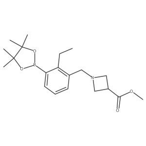 Methyl 1-(2-ethyl-3-(4,4,5,5-tetramethyl-1,3,2-dioxaborolan-2-yl)benzyl)azetidine-3-carboxylate结构式