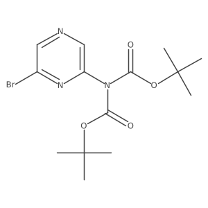 N,N-Bis(tert-butoxycarbonyl) (6-bromopyrazin-2-YL)amine结构式
