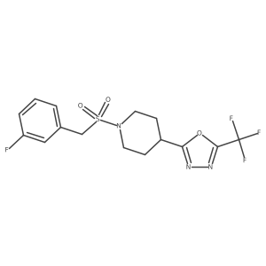 2-(1-((3-Fluorobenzyl)sulfonyl)piperidin-4-yl)-5-(trifluoromethyl)-1,3,4-oxadiazole结构式