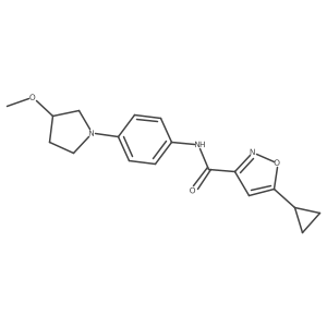 5-cyclopropyl-N-(4-(3-methoxypyrrolidin-1-yl)phenyl)isoxazole-3-carboxamide结构式