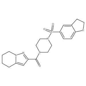(4-((2,3-Dihydrobenzofuran-5-yl)sulfonyl)piperazin-1-yl)(4,5,6,7-tetrahydropyrazolo[1,5-a]pyridin-2-yl)methanone结构式