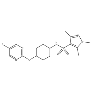1,3,5-trimethyl-N-[(1r,4r)-4-[(5-fluoropyrimidin-2-yl)oxy]cyclohexyl]-1H-pyrazole-4-sulfonamide结构式