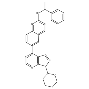 N-((R)-1-Phenylethyl)-6-(1-(tetrahydro-2H-pyran-2-yl)-1H-pyrazolo[3,4-d]pyrimidin-4-yl)quinazolin-2-amine Structure