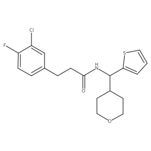 3-(3-chloro-4-fluorophenyl)-N-[(oxan-4-yl)(thiophen-2-yl)methyl]propanamide结构式