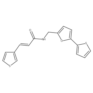 (E)-N-((5-(thiophen-2-yl)furan-2-yl)methyl)-3-(thiophen-3-yl)acrylamide结构式