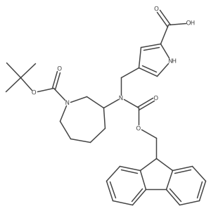 4-[({1-[(tert-butoxy)carbonyl]azepan-3-yl}({[(9H-fluoren-9-yl)methoxy]carbonyl})amino)methyl]-1H-pyrrole-2-carboxylic acid结构式