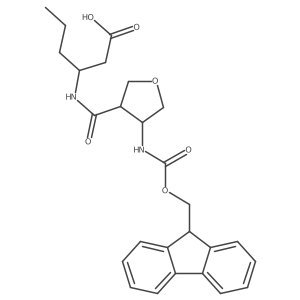 (3R)-3-{[4-({[(9H-fluoren-9-yl)methoxy]carbonyl}amino)oxolan-3-yl]formamido}hexanoic acid Structure