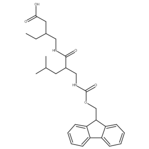 3-({2-[({[(9H-fluoren-9-yl)methoxy]carbonyl}amino)methyl]-4-methylpentanamido}methyl)pentanoic acid结构式