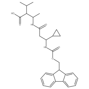 3-[3-cyclopropyl-3-({[(9H-fluoren-9-yl)methoxy]carbonyl}amino)propanamido]-2-(propan-2-yl)butanoic acid结构式