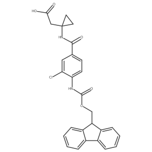 2-{1-[3-chloro-4-({[(9H-fluoren-9-yl)methoxy]carbonyl}amino)benzamido]cyclopropyl}acetic acid结构式