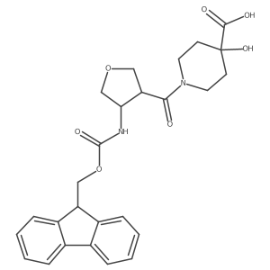 1-[4-({[(9H-fluoren-9-yl)methoxy]carbonyl}amino)oxolane-3-carbonyl]-4-hydroxypiperidine-4-carboxylic acid Structure