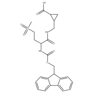 rac-(1R,2S)-2-{[2-({[(9H-fluoren-9-yl)methoxy]carbonyl}amino)-4-methanesulfonylbutanamido]methyl}cyclopropane-1-carboxylic acid Structure