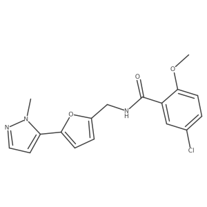 5-chloro-2-methoxy-N-{[5-(1-methyl-1H-pyrazol-5-yl)furan-2-yl]methyl}benzamide Structure