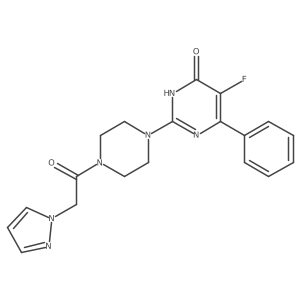 5-fluoro-6-phenyl-2-{4-[2-(1H-pyrazol-1-yl)acetyl]piperazin-1-yl}-3,4-dihydropyrimidin-4-one结构式