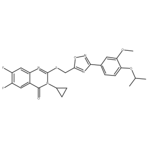 3-Cyclopropyl-6,7-difluoro-2-[({3-[3-methoxy-4-(propan-2-yloxy)phenyl]-1,2,4-oxadiazol-5-yl}methyl)sulfanyl]-3,4-dihydroquinazolin-4-one结构式