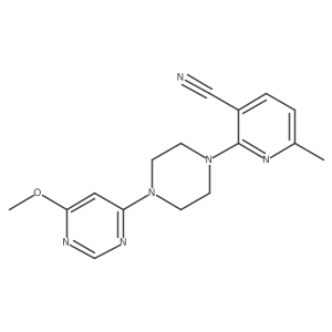 2-[4-(6-Methoxypyrimidin-4-yl)piperazin-1-yl]-6-methylpyridine-3-carbonitrile结构式