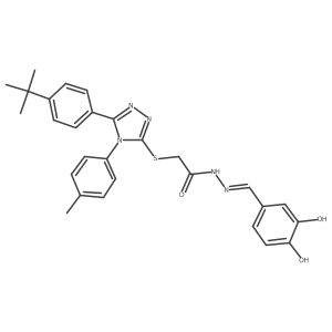 2-{[5-(4-tert-butylphenyl)-4-(4-methylphenyl)-4H-1,2,4-triazol-3-yl]sulfanyl}-N'-[(Z)-(3,4-dihydroxyphenyl)methylidene]acetohydrazide Structure