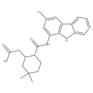 [(S)-5-(6-Chloro-9H-beta-carbolin-8-ylcarbamoyl)-2,2-dimethyl-morpholin-4-yl]-acetic acid结构式