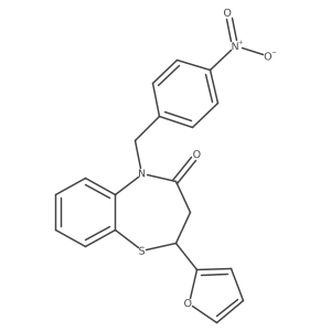 2-(furan-2-yl)-5-(4-nitrobenzyl)-2,3-dihydrobenzo[b][1,4]thiazepin-4(5H)-one结构式