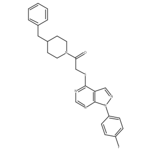 1-(4-benzyl-1-piperidyl)-2-[1-(4-fluorophenyl)pyrazolo[3,4-d]pyrimidin-4-yl]sulfanyl-ethanone结构式