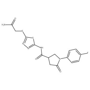 N-{5-[(carbamoylmethyl)sulfanyl]-1,3,4-thiadiazol-2-yl}-1-(4-fluorophenyl)-5-oxopyrrolidine-3-carboxamide Structure