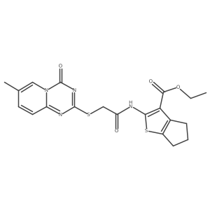 ethyl 2-(2-((7-methyl-4-oxo-4H-pyrido[1,2-a][1,3,5]triazin-2-yl)thio)acetamido)-5,6-dihydro-4H-cyclopenta[b]thiophene-3-carboxylate Structure