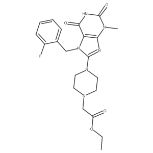 ethyl 2-(4-(7-(2-fluorobenzyl)-3-methyl-2,6-dioxo-2,3,6,7-tetrahydro-1H-purin-8-yl)piperazin-1-yl)acetate结构式