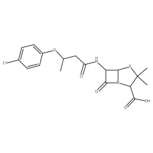 (2S,5R,6R)-6-[[3-(4-Chlorophenoxy)-1-oxobutyl]amino]-3,3-dimethyl-7-oxo-4-thia-1-azabicyclo[3.2.0]heptane-2-carboxylic acid结构式