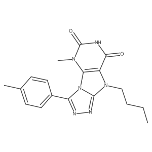 9-butyl-5-methyl-3-(4-methylphenyl)-5H,6H,7H,8H,9H-[1,2,4]triazolo[3,4-h]purine-6,8-dione结构式