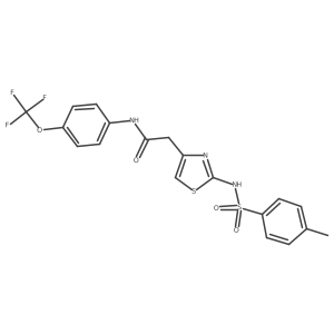 2-(2-(4-methylphenylsulfonamido)thiazol-4-yl)-N-(4-(trifluoromethoxy)phenyl)acetamide结构式