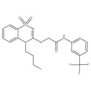 2-((4-butyl-1,1-dioxido-4H-benzo[e][1,2,4]thiadiazin-3-yl)thio)-N-(3-(trifluoromethyl)phenyl)acetamide结构式