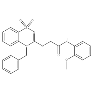 2-((4-benzyl-1,1-dioxido-4H-benzo[e][1,2,4]thiadiazin-3-yl)thio)-N-(2-methoxyphenyl)acetamide Structure