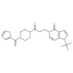 1-(tert-butyl)-5-(3-(4-(furan-2-carbonyl)piperazin-1-yl)-3-oxopropyl)-1H-pyrazolo[3,4-d]pyrimidin-4(5H)-one结构式