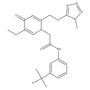 2-(5-methoxy-2-(((1-methyl-1H-tetrazol-5-yl)thio)methyl)-4-oxopyridin-1(4H)-yl)-N-(3-(trifluoromethyl)phenyl)acetamide结构式