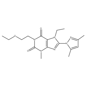 8-(3,5-dimethyl-1H-pyrazol-1-yl)-1-(2-ethoxyethyl)-7-ethyl-3-methyl-1H-purine-2,6(3H,7H)-dione结构式