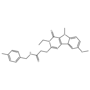 2-({3-ethyl-8-methoxy-5-methyl-4-oxo-3H,4H,5H-pyrimido[5,4-b]indol-2-yl}sulfanyl)-N-[(4-methylphenyl)methyl]acetamide结构式