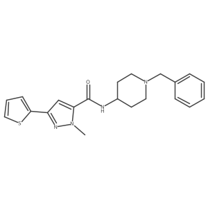 N-(1-benzyl-4-piperidyl)-1-methyl-3-(2-thienyl)-1H-pyrazole-5-carboxamide结构式