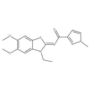 (Z)-N-(3-ethyl-5,6-dimethoxybenzo[d]thiazol-2(3H)-ylidene)-1-methyl-1H-pyrazole-3-carboxamide结构式