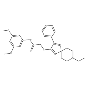 N-(3,5-dimethoxyphenyl)-2-((8-ethyl-3-phenyl-1,4,8-triazaspiro[4.5]deca-1,3-dien-2-yl)thio)acetamide结构式