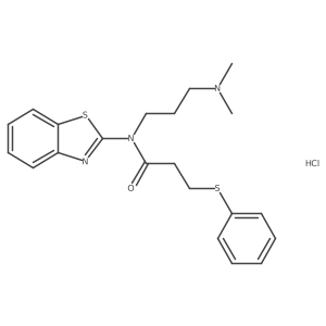 N-(benzo[d]thiazol-2-yl)-N-(3-(dimethylamino)propyl)-3-(phenylthio)propanamide hydrochloride结构式