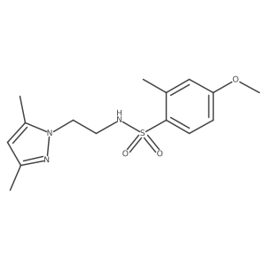 N-(2-(3,5-dimethyl-1H-pyrazol-1-yl)ethyl)-4-methoxy-2-methylbenzenesulfonamide结构式