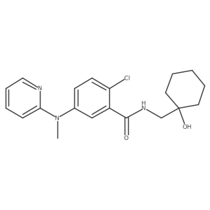 2-chloro-N-((1-hydroxy-cyclohexyl)methyl)-5-(methyl-(pyridin-2-yl)-amino)-benzamide结构式