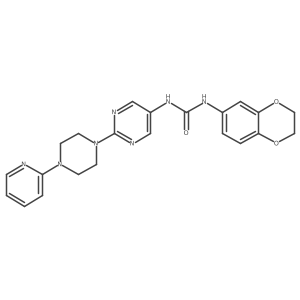 1-(2,3-Dihydrobenzo[b][1,4]dioxin-6-yl)-3-(2-(4-(pyridin-2-yl)piperazin-1-yl)pyrimidin-5-yl)urea结构式